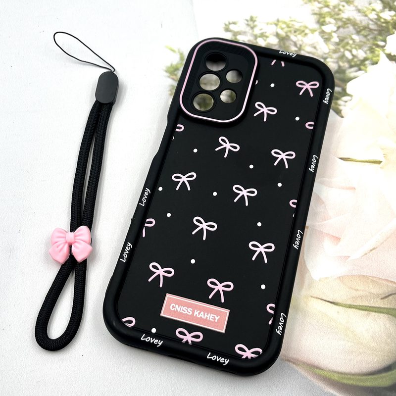 قاب گوشی Galaxy A13 4G / Galaxy A04S سامسونگ Strap Case سیلیکونی سولید ضد ضربه همراه بند مچی محافظ لنز دار طرح پاپیون کد 154385 - Image 2
