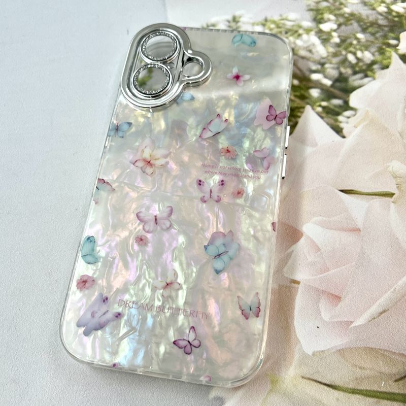 قاب گوشی iPhone 16 آیفون iCe Case پینترستی طرح گل یخی ضد ضربه محافظ لنز دار سواروسکی گلسی کد 155522 - Image 2
