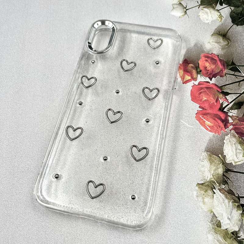 قاب گوشی iPhone XS Max آیفون Luxury Case سوپر شاین لنز Silver قلب کد 163103 - Image 2