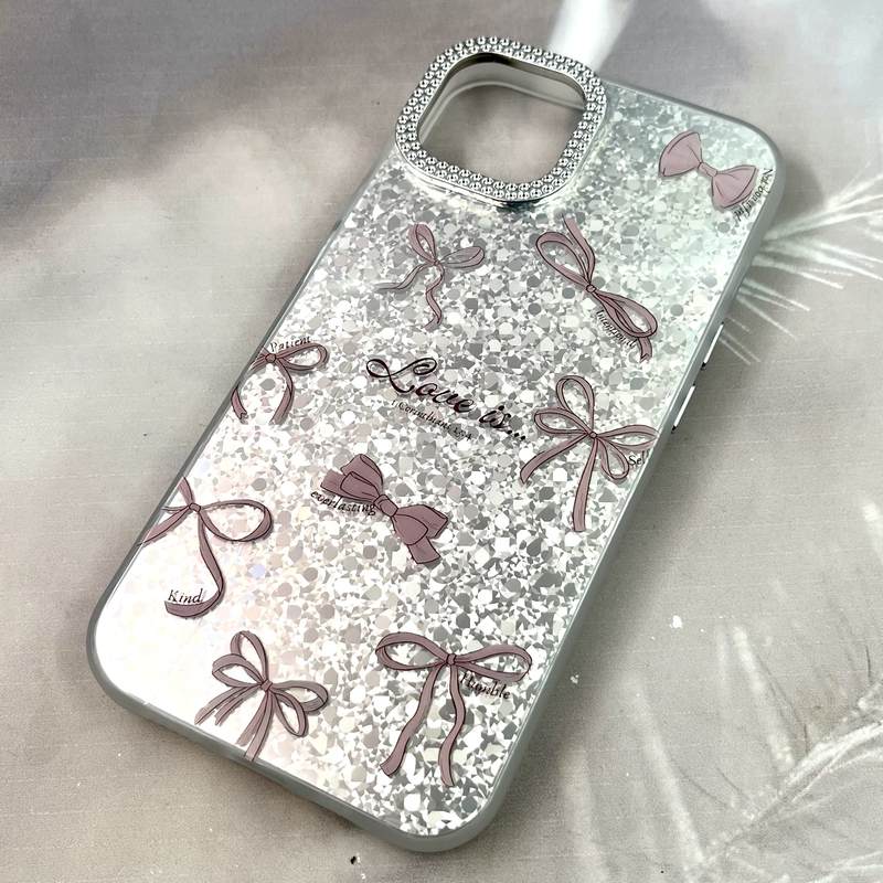 قاب گوشی iPhone 13 / iphone 14 آیفون Shine Guard ایربگ دار Silver لنز نگین دار پاپیون کد 165602 - Image 2