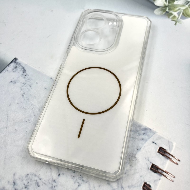 قاب گوشی Redmi A5 / Poco C71 شیائومی Clear Cover طرح مگ سیف Magsafe ایربگ دار ضد ضربه سفید محافظ لنز دار کد 173118 - Image 2