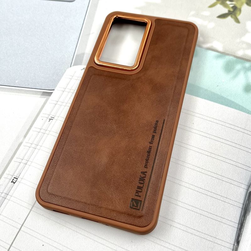 قاب گوشی Poco F5 Pro شیائومی چرم Puloka Design اورجینال داخل پارچه ای لنز Metal عسلی کد 176760 - Image 2