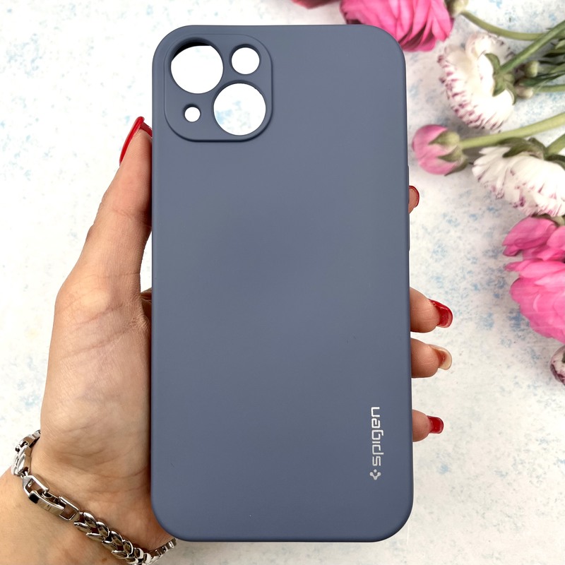 قاب گوشی iPhone 13 آیفون سیلیکونی Spigen اورجینال داخل پارچه ای محافظ لنز دار فیلی کد 180797