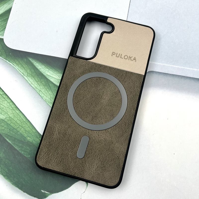 قاب گوشی Galaxy S21 FE سامسونگ Leather Cover مگ سیف Magsafe اورجینال لوکس کلاسیک تیتانیوم کد 188553 - Image 2