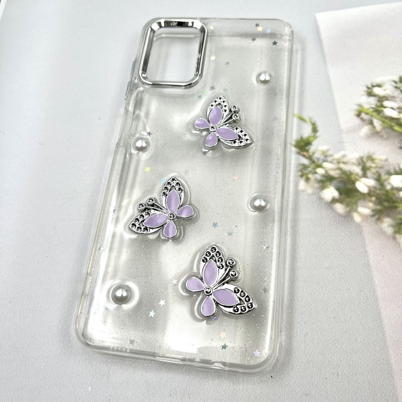 قاب گوشی Galaxy A12 / Galaxy M12 سامسونگ Star Butterfly شاین لنز Silver پروانه برجسته لوکس یاسی کد 194500 - Image 2