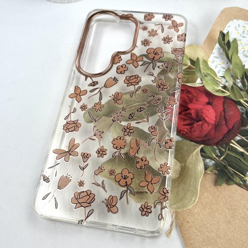 قاب گوشی Galaxy S26 Ultra سامسونگ Flower Case شفاف لوکس طرح گل لنز Copper کد 200425 - Image 2