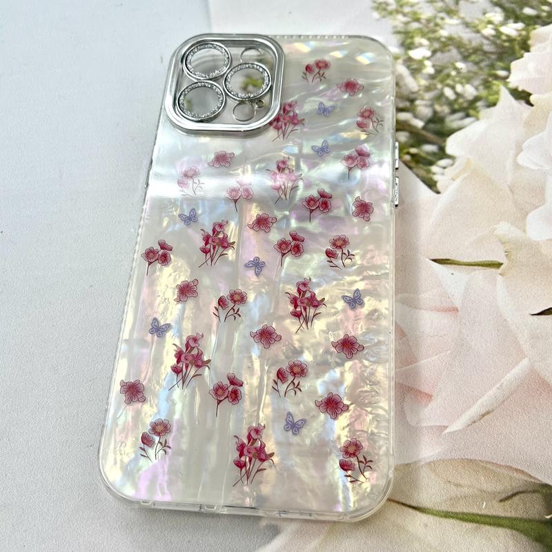 قاب گوشی iPhone 12 Pro Max آیفون iCe Case پینترستی طرح گل یخی ضد ضربه محافظ لنز دار سواروسکی گلسی کد 208014 - Image 2