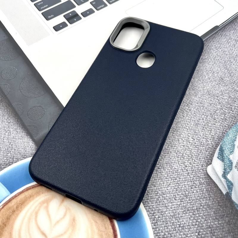قاب گوشی Galaxy A11 / Galaxy M11 سامسونگ Texture سیلیکونی Leather Case لنز کرومی سرمه ای کد 212021 - Image 2