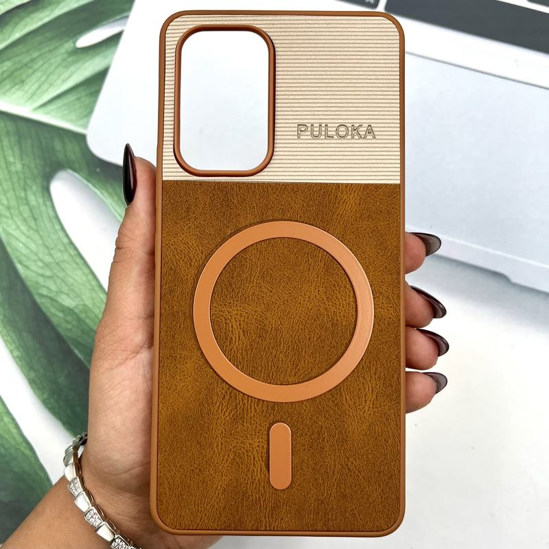 قاب گوشی Galaxy A53 سامسونگ Leather Cover مگ سیف Magsafe اورجینال لوکس کلاسیک عسلی کد 217545