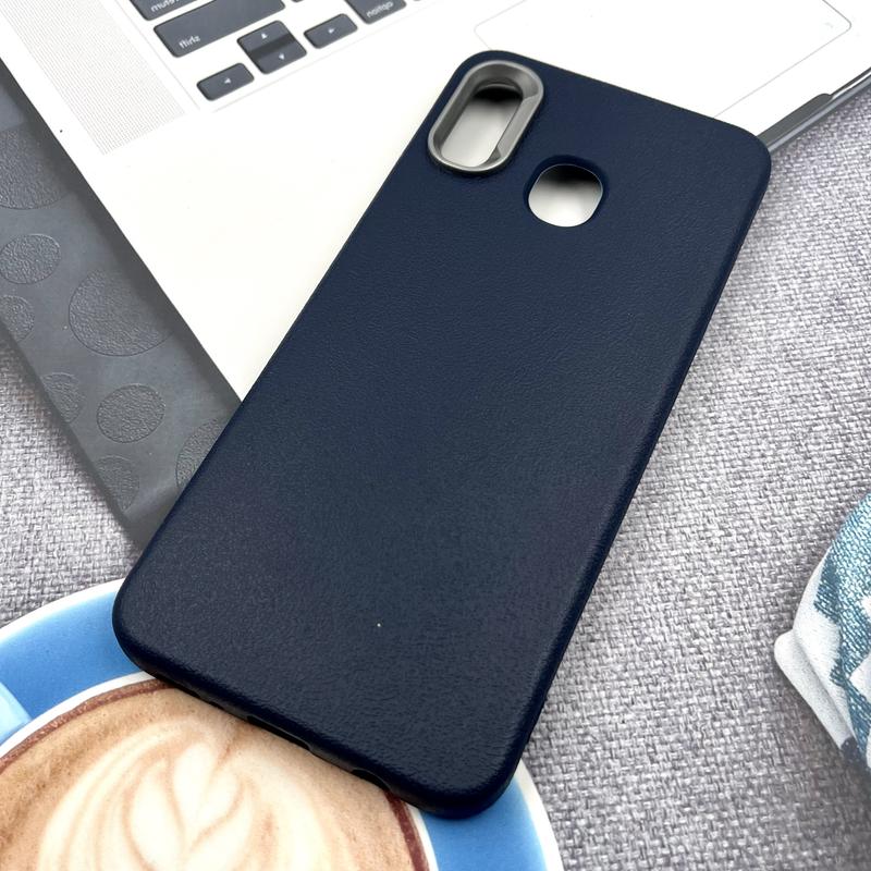 قاب گوشی Galaxy A20 / A30 سامسونگ Texture سیلیکونی Leather Case لنز کرومی سرمه ای کد 217592 - Image 2