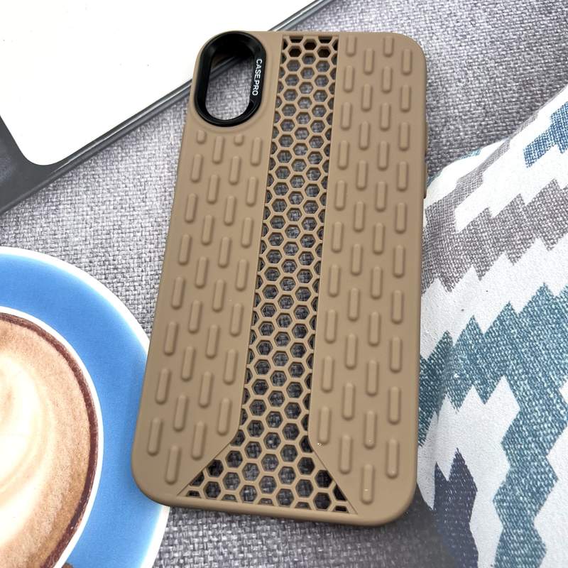 قاب گوشی iPhone X / iPhone XS آیفون Honeycomb Case سیلیکونی طرح کندویی لنز برجسته ضد ضربه موکا کد 224116 - Image 2