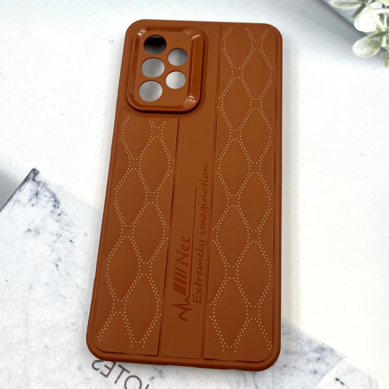 قاب گوشی Galaxy A52 / Galaxy A52S سامسونگ پافری لوزی طرح دوخت محافظ لنز دار عسلی کد 231075 - Image 2
