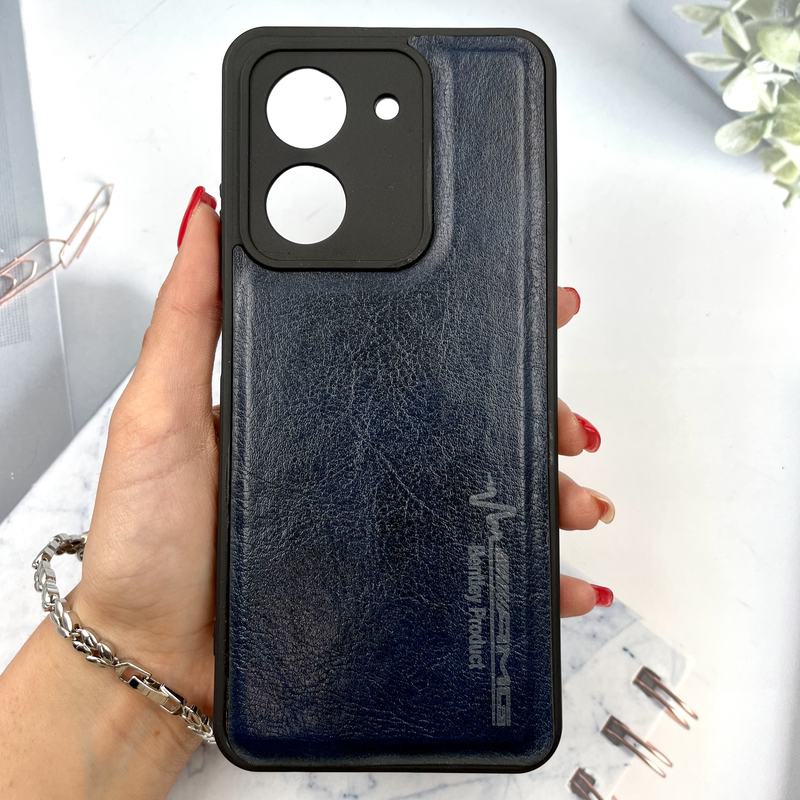 قاب گوشی Redmi A5 / Poco C71 شیائومی چرمی اورجینال دور سیلیکونی AMG کلاسیک محافظ لنز دار سرمه ای کد 239308