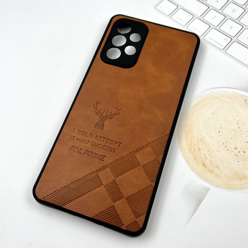 قاب گوشی Galaxy A73 سامسونگ چرمی ژله ای طرح گوزنی DEER محافظ لنز دار ایربگ دار عسلی کد 253089 - Image 2
