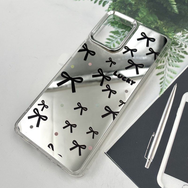 قاب گوشی Galaxy A12 / Galaxy M12 سامسونگ آینه ای Silver Case لنز متال نقره ای ضد ضربه طرح پاپیون کد 25462 - Image 2