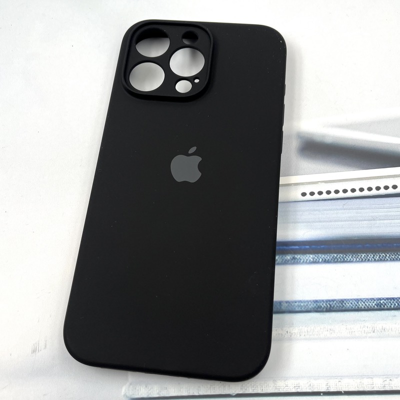 قاب گوشی iPhone 15 Pro Max آیفون سیلیکونی پاک کنی اورجینال داخل پارچه ای محافظ لنز دار مشکی کد 261477 - Image 2