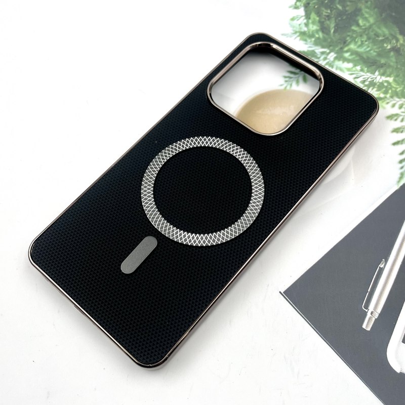 قاب گوشی Redmi Note 14 4G شیائومی Creative Case طرح کربن مگ سیف فلزی Magsafe اورجینال متال لوکس مشکی کد 269577 - Image 2