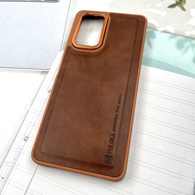 قاب گوشی Redmi Note 10 Pro 4G / Redmi Note 10 Pro Max شیائومی چرم Puloka Design اورجینال داخل پارچه ای لنز Metal عسلی کد 296781 - Image 2