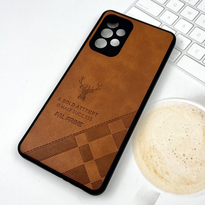قاب گوشی Galaxy A52 / Galaxy A52S سامسونگ چرمی ژله ای طرح گوزنی DEER محافظ لنز دار ایربگ دار عسلی کد 297386 - Image 2
