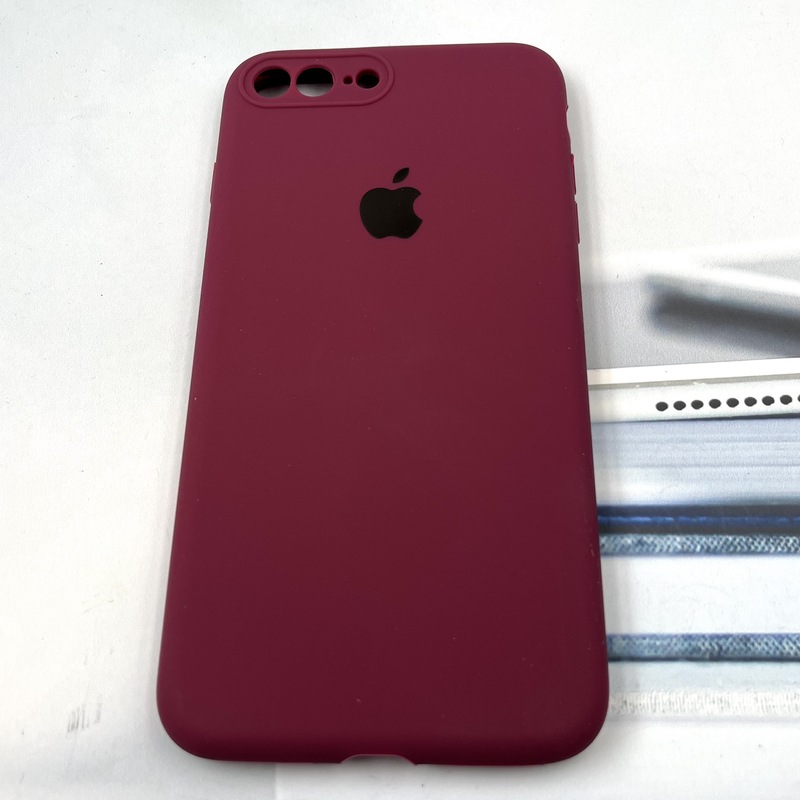 قاب گوشی iPhone 7 Plus / iPhone 8 Plus آیفون سیلیکونی پاک کنی اورجینال داخل پارچه ای رنگ زرشکی محافظ لنز دار کد 301501 - Image 2