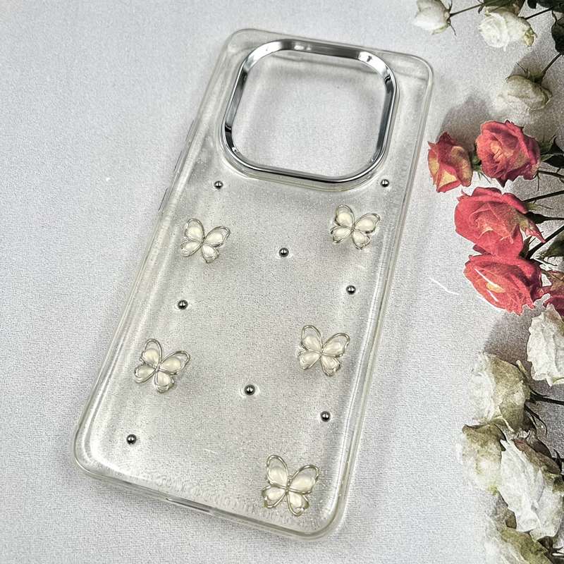 قاب گوشی Redmi Note 15 Pro 4G شیائومی Luxury Case سوپر شاین لنز Silver پروانه سفید کد 305940 - Image 2