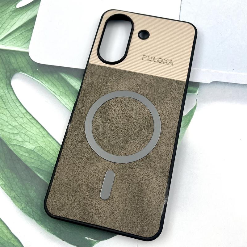 قاب گوشی Redmi 13C / Poco C65 شیائومی Leather Cover مگ سیف Magsafe اورجینال لوکس کلاسیک تیتانیوم کد 322728 - Image 2