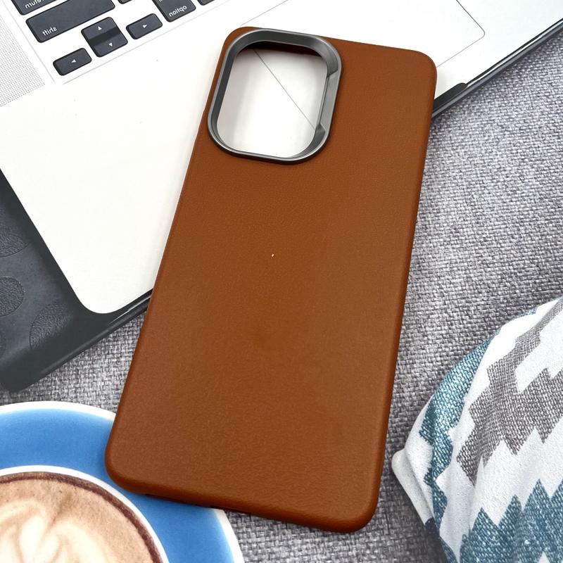 قاب گوشی Poco X7 Pro شیائومی Texture سیلیکونی Leather Case لنز کرومی عسلی کد 327773 - Image 2