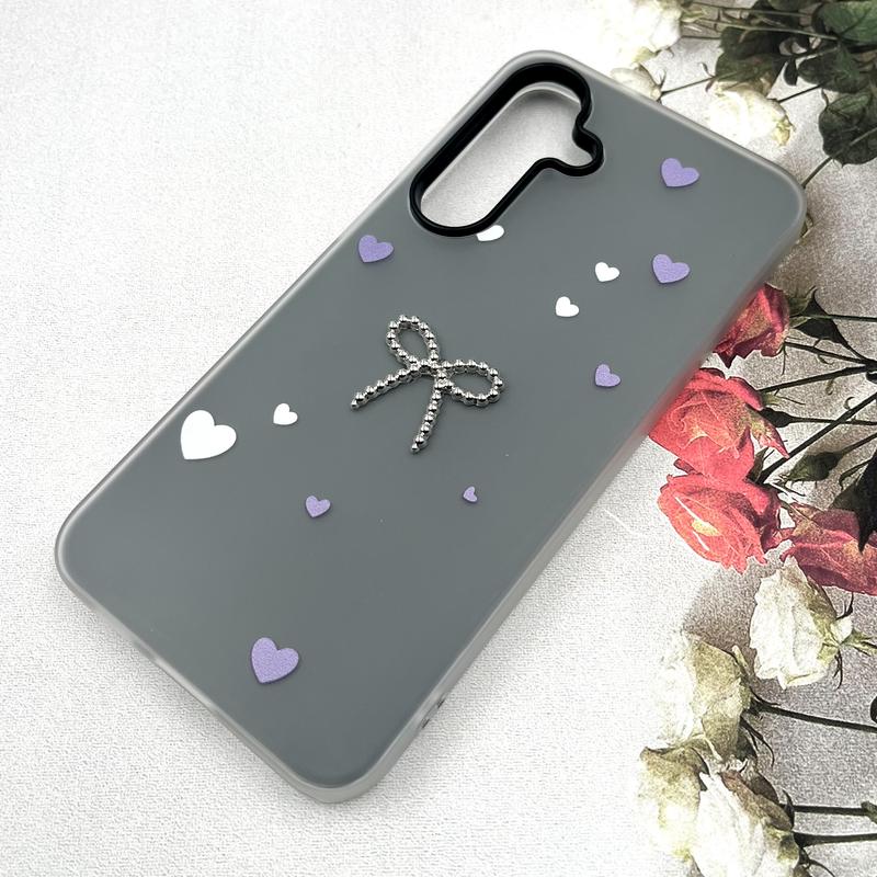 قاب گوشی Galaxy S25 FE سامسونگ Papion Case سیلیکونی پاستلی ضد ضربه طرح پاپیون و قلب برجسته مشکی کد 331923 - Image 2