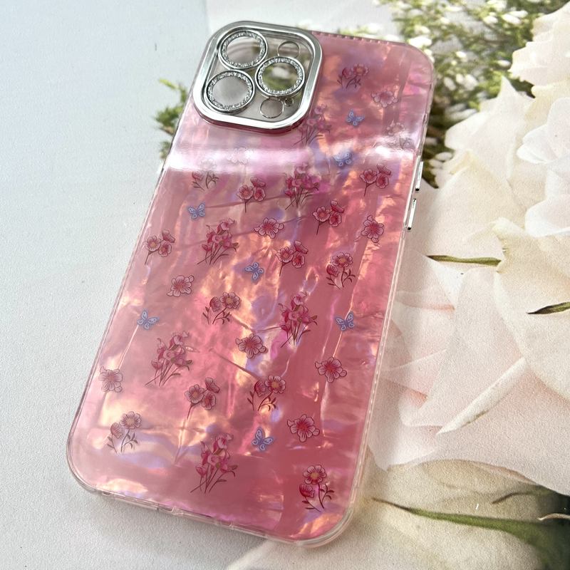قاب گوشی iPhone 12 Pro Max آیفون iCe Case پینترستی طرح گل یخی ضد ضربه محافظ لنز دار سواروسکی گلسی کد 333376 - Image 2