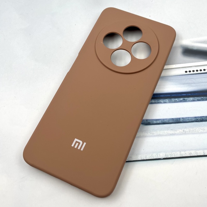 قاب گوشی Redmi 14C / Redmi A4 / Poco C75 شیائومی سیلیکونی پاک کنی اورجینال داخل پارچه ای رنگ موکا محافظ لنز دار کد 339283 - Image 2