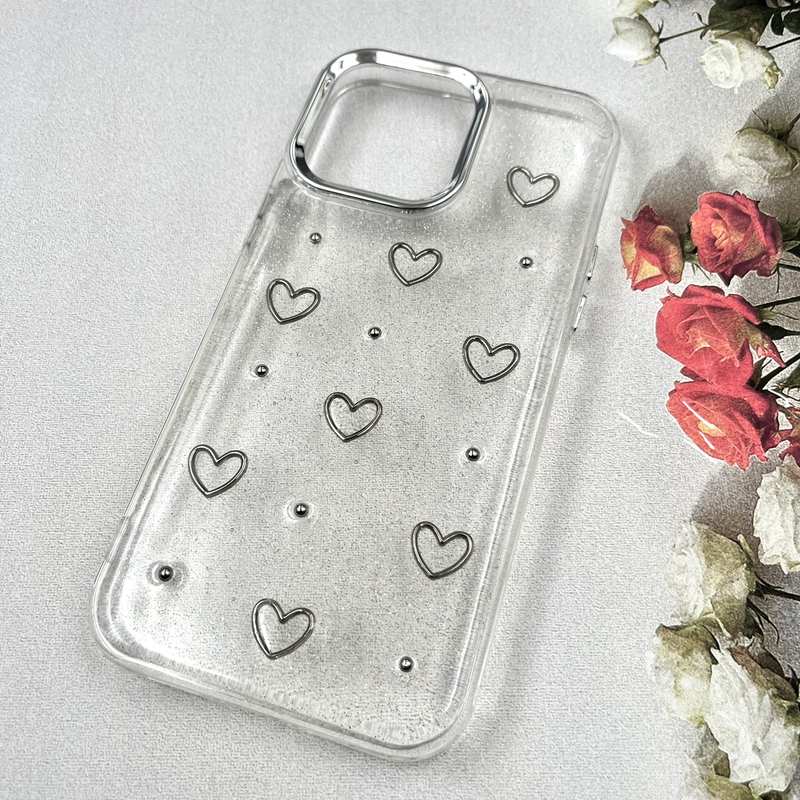 قاب گوشی iPhone 14 Pro Max آیفون Luxury Case سوپر شاین لنز Silver قلب کد 342935 - Image 2