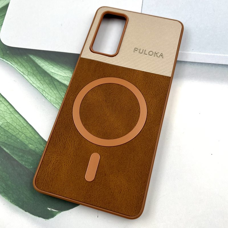 قاب گوشی Galaxy S20 FE سامسونگ Leather Cover مگ سیف Magsafe اورجینال لوکس کلاسیک عسلی کد 347231 - Image 2