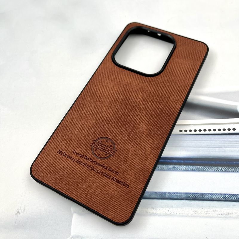 قاب گوشی Redmi Note 14 4G شیائومی Cotton Case مخمل چرمی Hand Made کلاسیک عسلی کد 348336 - Image 2