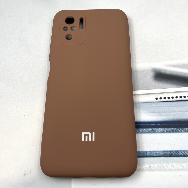 قاب گوشی Redmi Note 10 4G / Redmi Note 10S / Poco M5S شیائومی سیلیکونی پاک کنی اورجینال داخل پارچه ای رنگ موکا محافظ لنز دار کد 357633 - Image 2