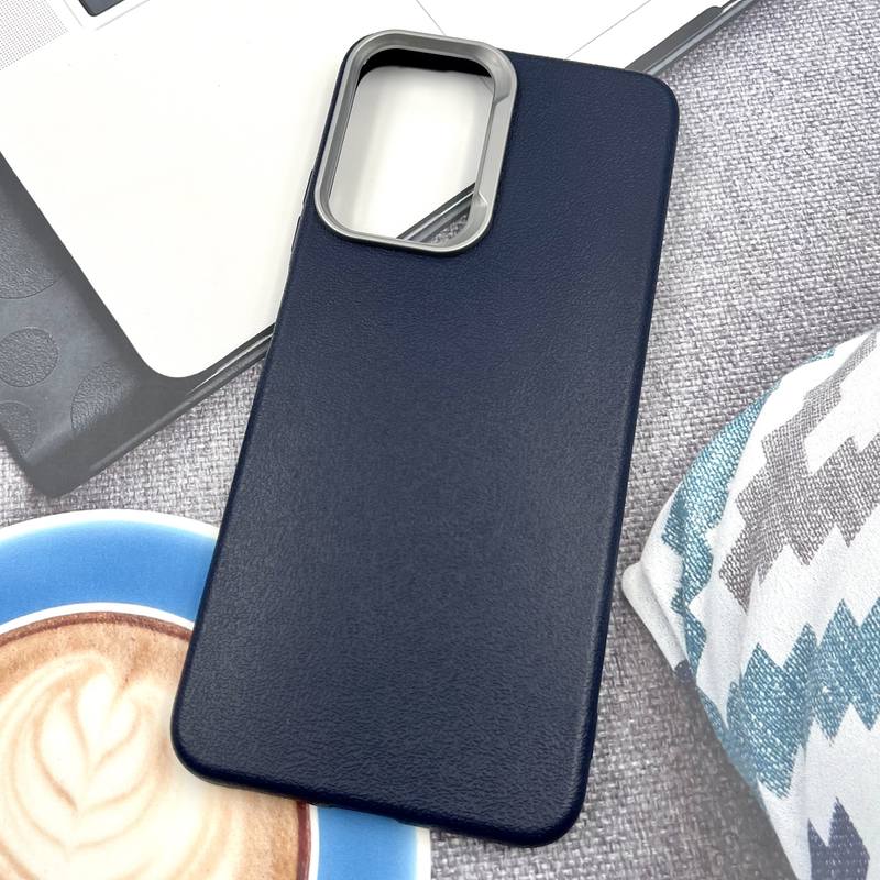 قاب گوشی Redmi Note 12S شیائومی Texture سیلیکونی Leather Case لنز کرومی سرمه ای کد 361549 - Image 2