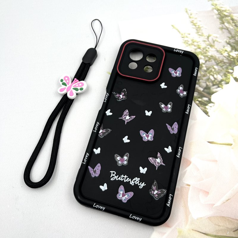 قاب گوشی Xiaomi Mi 11 Lite 4G / Mi 11 Lite 5G / Mi 11 Lite Ne شیائومی Strap Case سیلیکونی سولید ضد ضربه همراه بند مچی محافظ لنز دار طرح پروانه کد 362477 - Image 2