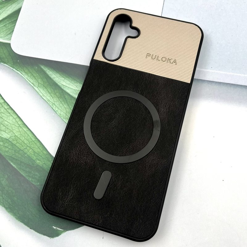 قاب گوشی Galaxy A14 سامسونگ Leather Cover مگ سیف Magsafe اورجینال لوکس کلاسیک مشکی کد 366884 - Image 2