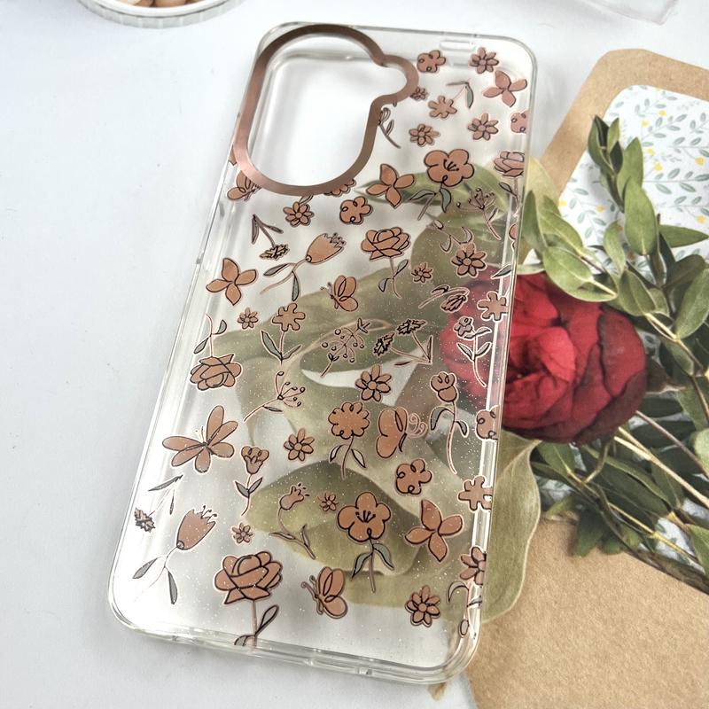 قاب گوشی Redmi A5 / Poco C71 شیائومی Flower Case شفاف لوکس طرح گل لنز Copper کد 367855 - Image 2