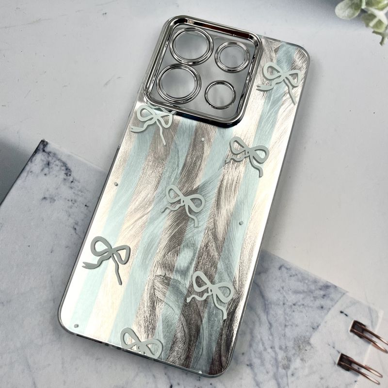 قاب گوشی Redmi Note 13 4G شیائومی Brush Cover اطلسی Silver محافظ لنز دار طرح پاپیون کد 368812 - Image 2