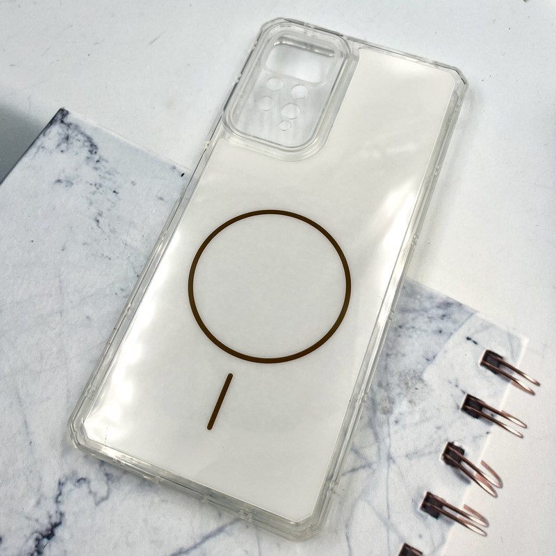 قاب گوشی Redmi Note 11 Pro / Redmi Note 12 Pro 4G شیائومی Clear Cover طرح مگ سیف Magsafe ایربگ دار ضد ضربه سفید محافظ لنز دار کد 371235 - Image 2