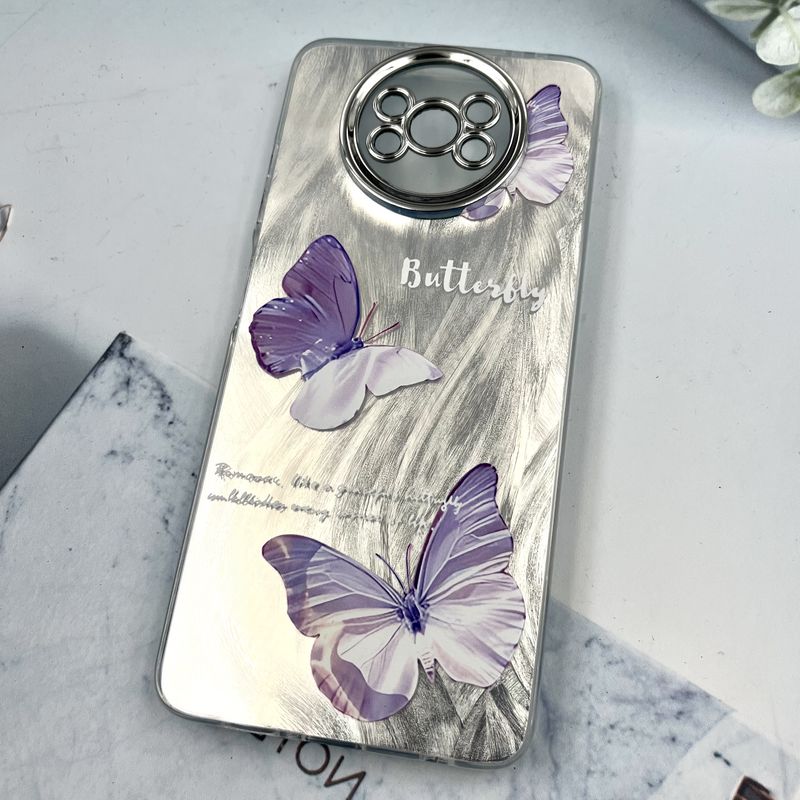 قاب گوشی Poco X3 / Poco X3 NFC / Poco X3 Pro شیائومی Brush Cover اطلسی Silver محافظ لنز دار طرح پروانه یاسی کد 373234 - Image 2
