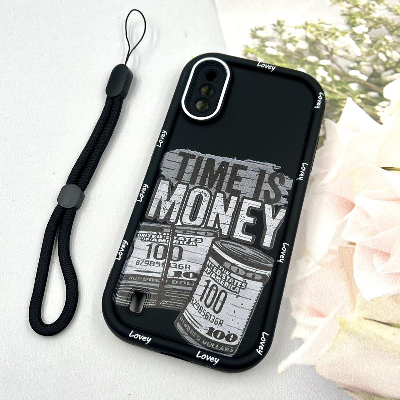 قاب گوشی Galaxy A01 / Galaxy M01 سامسونگ Strap Case سیلیکونی سولید ضد ضربه همراه بند مچی محافظ لنز دار طرح مانی کد 374211 - Image 2