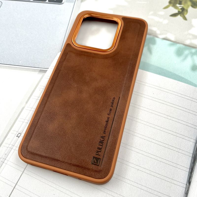 قاب گوشی Redmi 10C / Redmi 10 Power / Poco C40 شیائومی چرم Puloka Design اورجینال داخل پارچه ای لنز Metal عسلی کد 381892 - Image 2