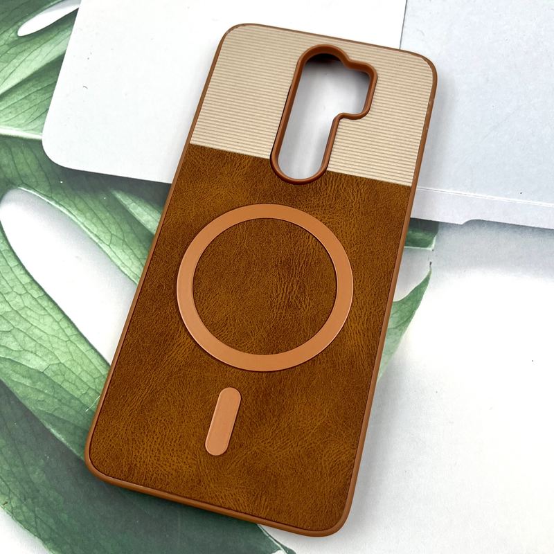 قاب گوشی Redmi Note 8 Pro شیائومی Leather Cover مگ سیف Magsafe اورجینال لوکس کلاسیک عسلی کد 383639 - Image 2