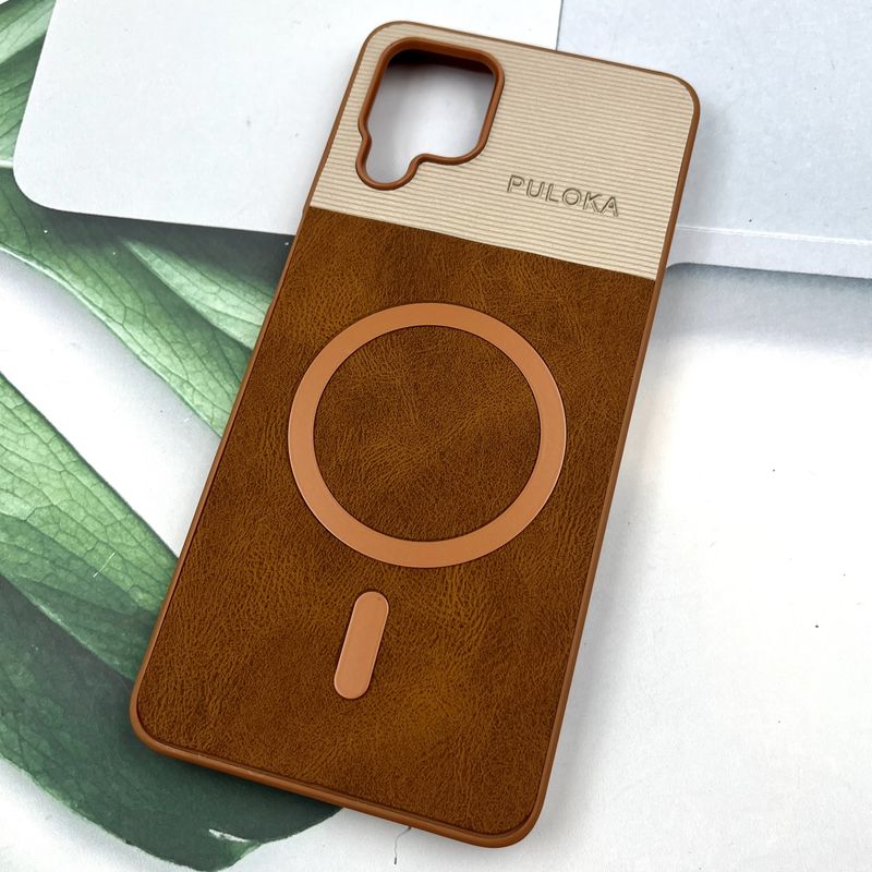 قاب گوشی Galaxy A12 / Galaxy M12 سامسونگ Leather Cover مگ سیف Magsafe اورجینال لوکس کلاسیک عسلی کد 384303 - Image 2