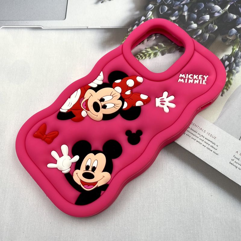 قاب گوشی iPhone 13 Pro Max آیفون سیلیکونی کیوت ایربگ دار ضد ضربه طرح میکی موس سرخابی کد 386436 - Image 2
