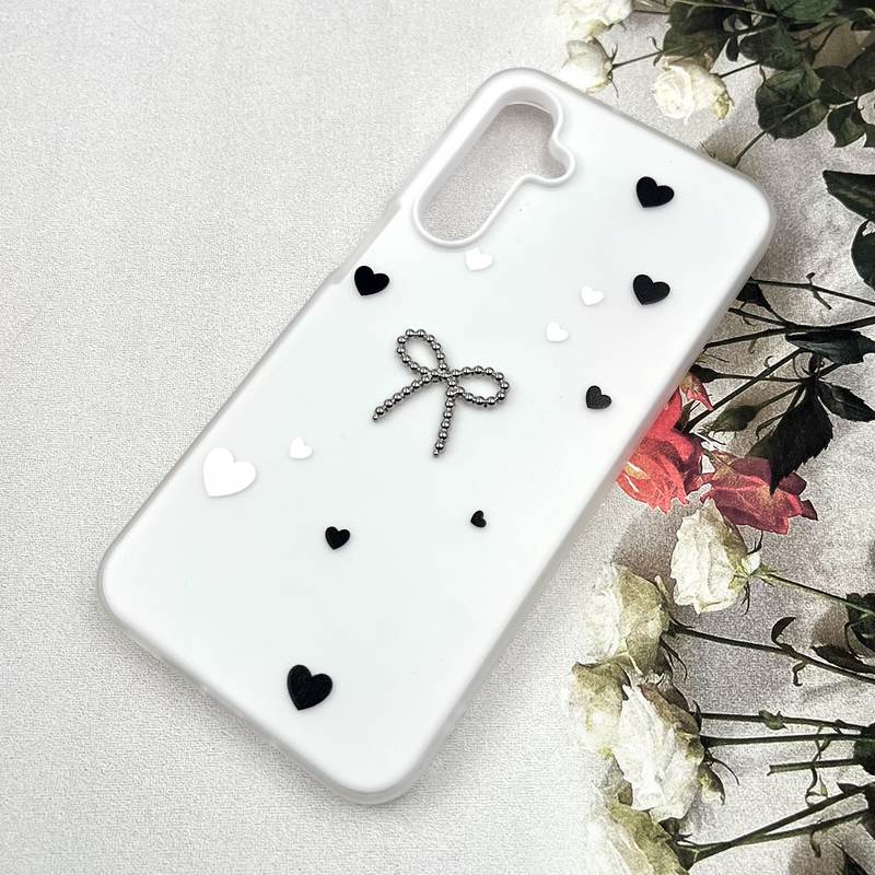 قاب گوشی Galaxy A16 سامسونگ Papion Case سیلیکونی پاستلی ضد ضربه طرح پاپیون و قلب برجسته سفید کد 391240 - Image 2