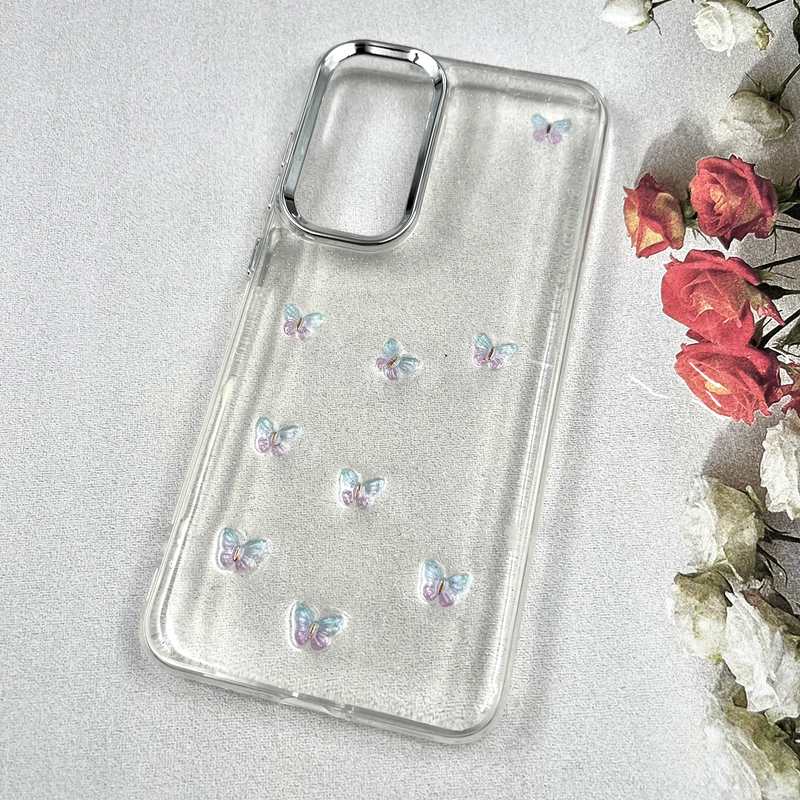 قاب گوشی Galaxy S25 FE سامسونگ Luxury Case سوپر شاین لنز Silver پروانه رنگی کد 391676 - Image 2