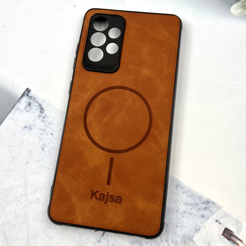 قاب گوشی Galaxy A52 / Galaxy A52S سامسونگ Kajsa چرم طرح مگ سیف MagSafe محافظ لنز دار عسلی کد 392991 - Image 2