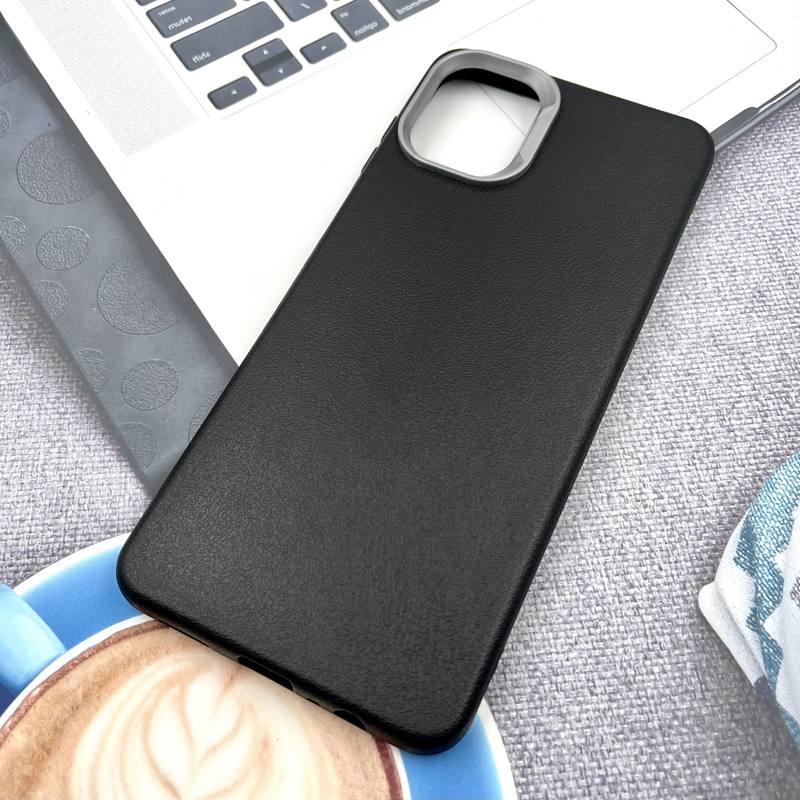 قاب گوشی Galaxy A07 سامسونگ Texture سیلیکونی Leather Case لنز کرومی مشکی کد 395194 - Image 2